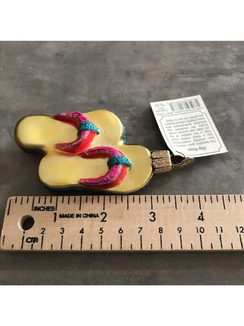 Old World Christmas Ornament Flip Flops Glass Blown Pink Beach Coastal Decor VTG